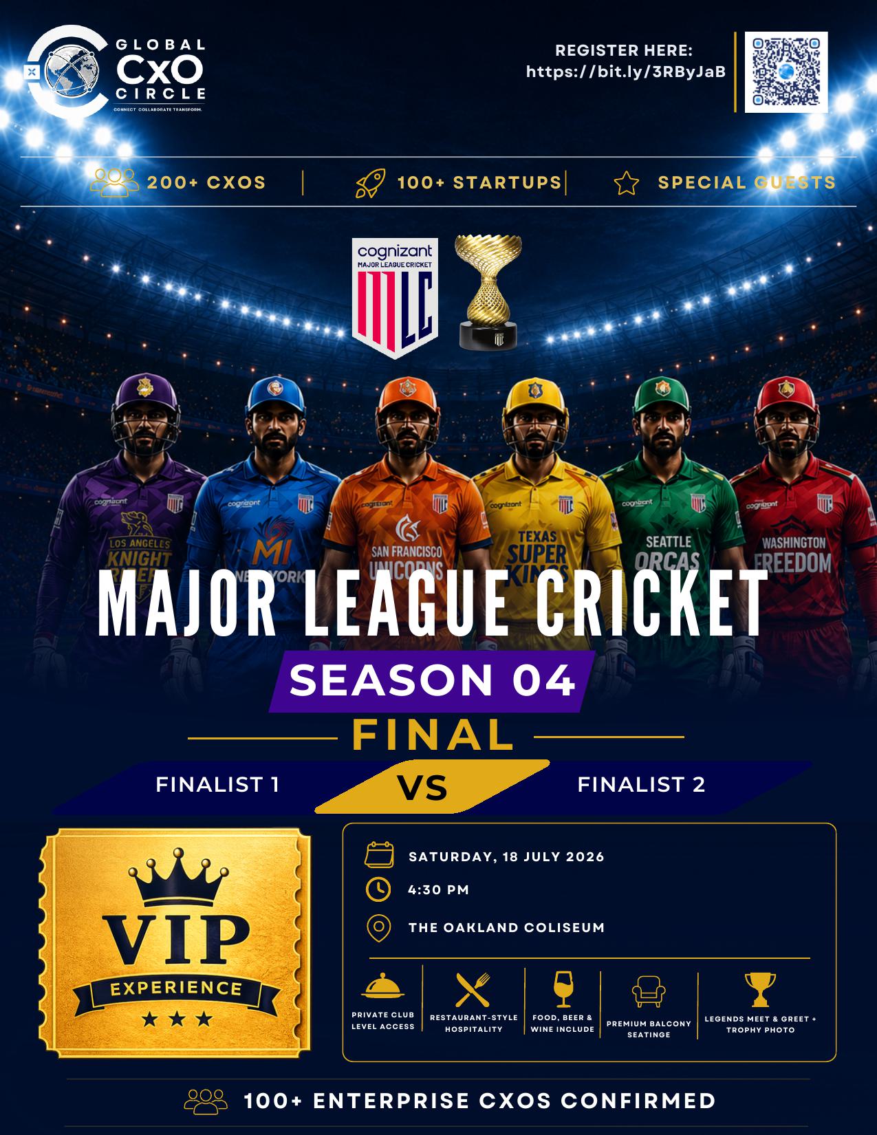Major League Cricket Season 04 Final — VIP Experience flyer